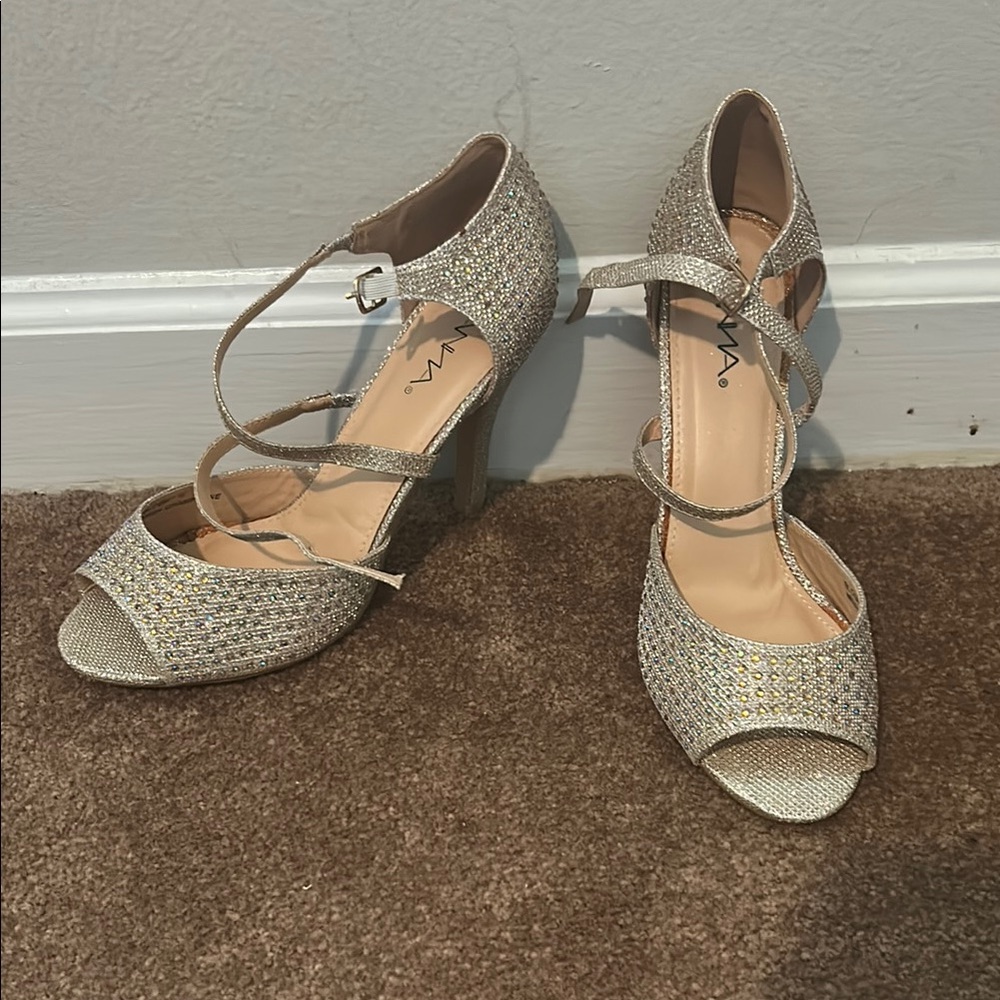 Elegant Silver Strappy Heels